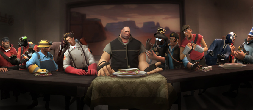 3d_(artwork) clothing demoman_(team_fortress_2) digital_media_(artwork) engineer_(team_fortress_2) food garry's_mod hat headgear headwear heavy_(team_fortress_2) humor inspired_by_formal_art male medic_(team_fortress_2) not_furry parody pyro_(team_fortress_2) rykov_evgeny sandvich_(team_fortress_2) sandwich_(disambiguation) sandwich_(food) scout_(team_fortress_2) sniper_(team_fortress_2) soldier_(team_fortress_2) spy_(team_fortress_2) team_fortress_2 the_last_supper valve