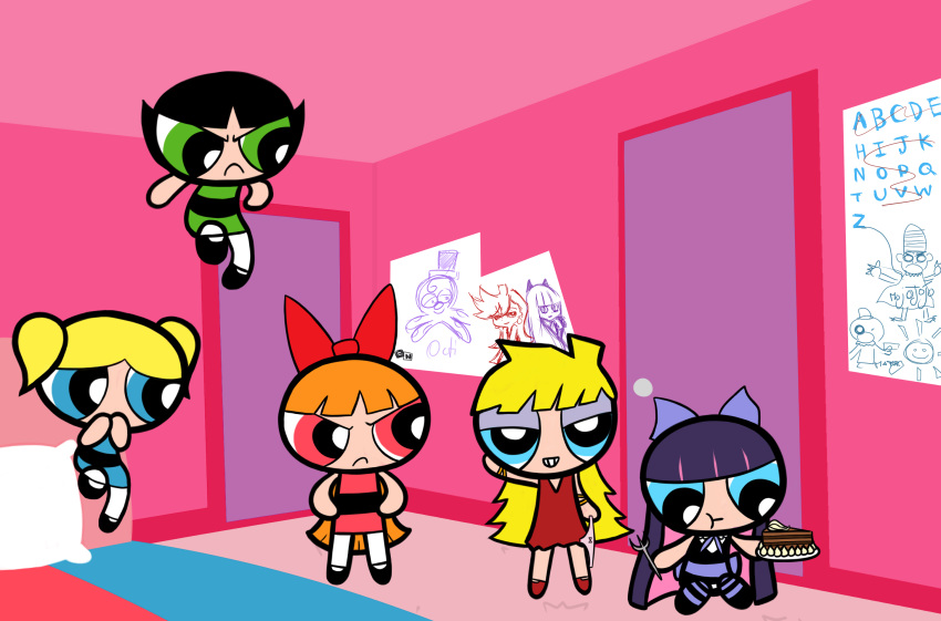 big_eyes blonde_hair blossom brown_hair bubbles buttercup panty panty(character) powerpuff_girls psg red_hair stocking stocking(character) sweets