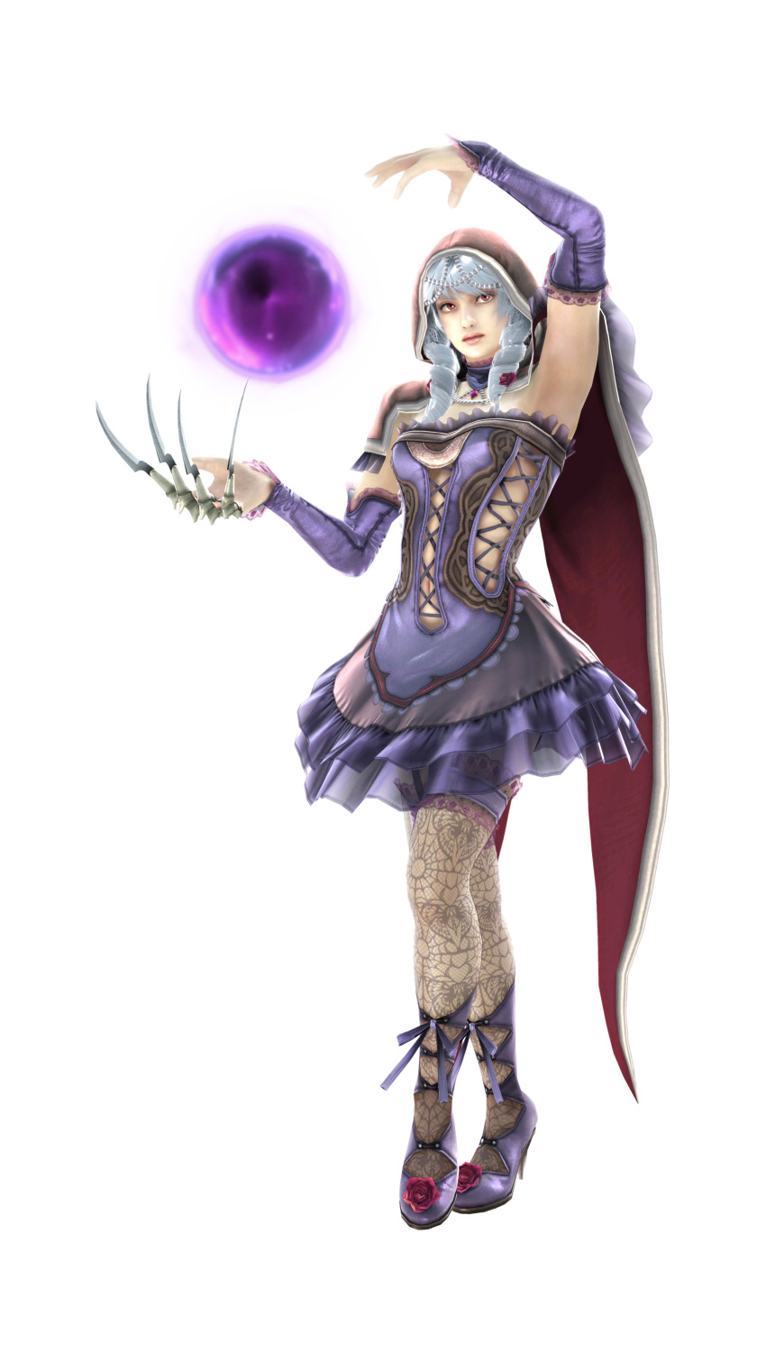 absurdres dress female gothic_lolita high_heels highres hood lolita_fashion shoes soul_calibur soul_calibur_v soulcalibur_v thighhighs viola_(soul_calibur) viola_(soulcalibur)