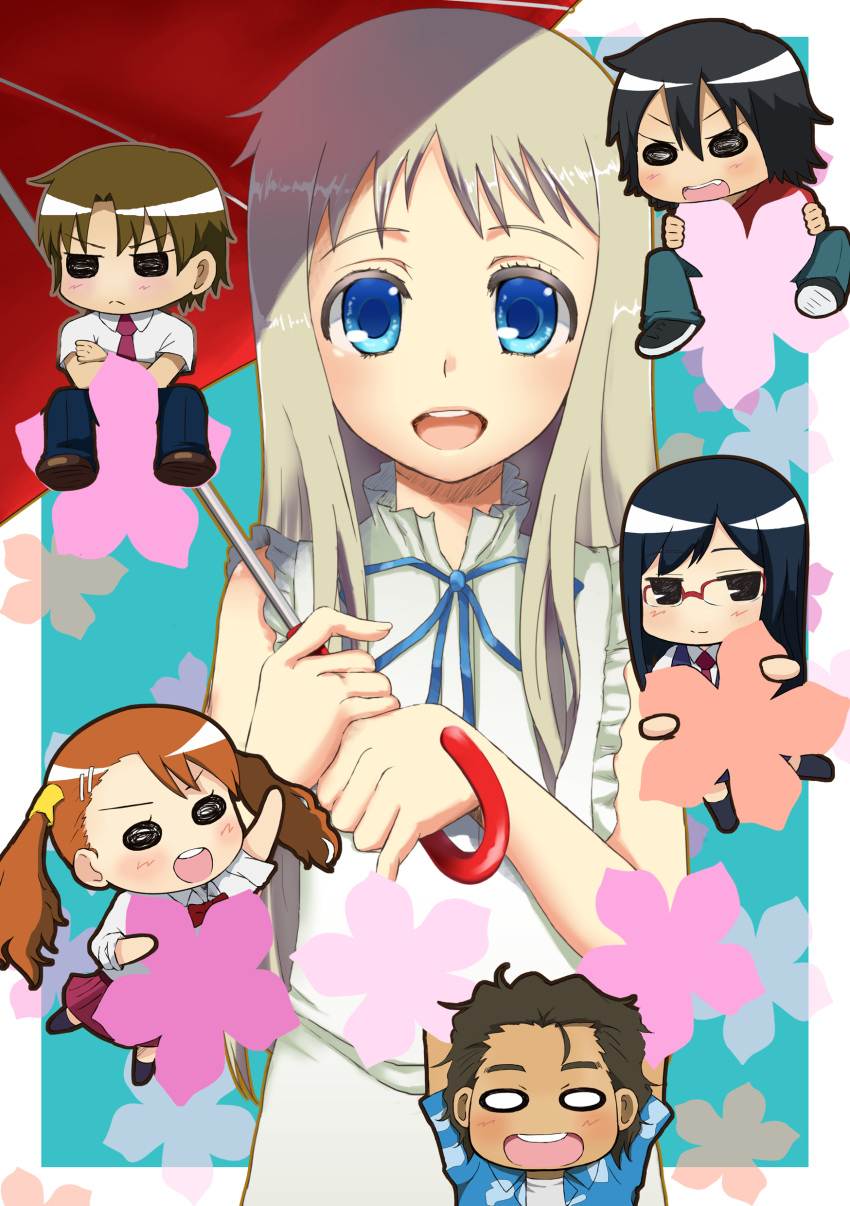 anjou_naruko ano_hi_mita_hana_no_namae_wo_bokutachi_wa_mada_shiranai chibi hidaka_omi hisakawa_tetsudou honma_meiko matsuyuki_atsumu tsurumi_chiriko yadomi_jinta