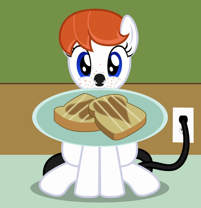 2016 appliance badumsquish blue_eyes bread earth_pony equid equine fan_character female feral food freckles ginger-bread_(oc) hasbro heart_symbol hi_res horse kitchen_appliance mammal my_little_pony ponification pony solo toast toaster what what_has_magic_done what_has_science_done why