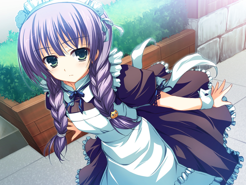 akatsuki_no_goei game_cg gray_hair green_eyes maid tomose_shunsaku tsuki