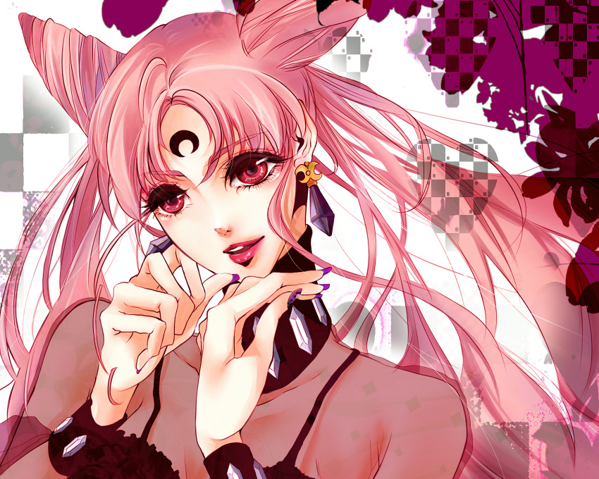 black_lady pink_hair sailor_moon twintails usagi_tsukino