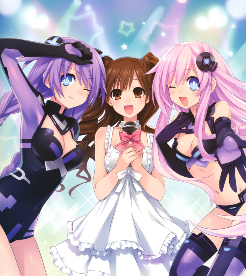 bodysuit choujigen_game_neptune cleavage purple_heart purple_sister tagme thighhighs yabuki_kentarou