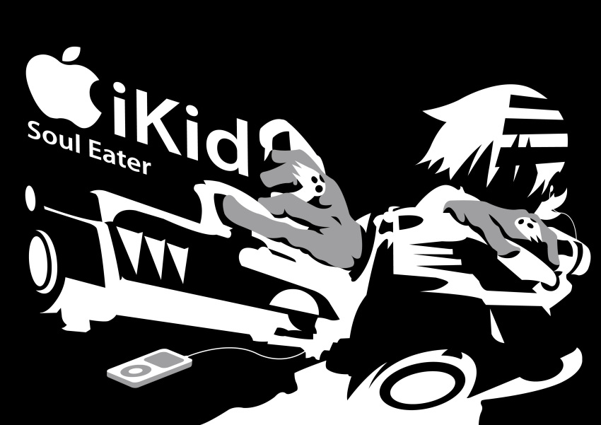 death_the_kid gun ipod monochrome parody soul_eater weapon