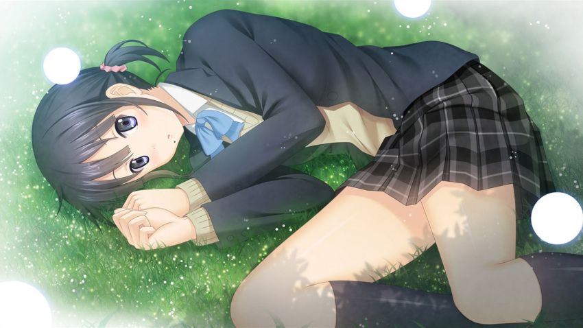 black_hair blue_eyes kokoro_connect nagase_iori seifuku short_hair