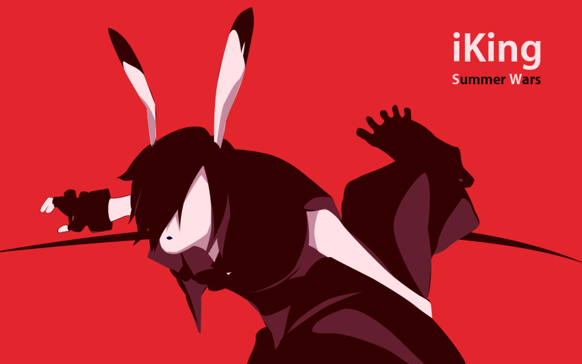 ipod king_kazma monochrome parody red silhouette summer_wars