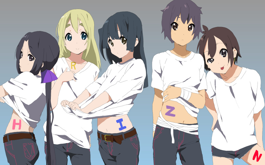 2girls 3boys aoi_toori azuma_(horizon) black_hair blonde_hair blue_eyes brown_eyes brown_hair hair_ribbon heidi_ogezevara highres honda_masazumi kyoukai_senjou_no_horizon kyoukaisenjou_no_horizon multiple_boys multiple_girls noriki ribbon yellow_eyes