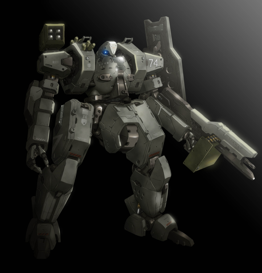 absurdres banjoo commentary_request front_mission highres mecha no_humans photoshop_(medium) robot shield weapon