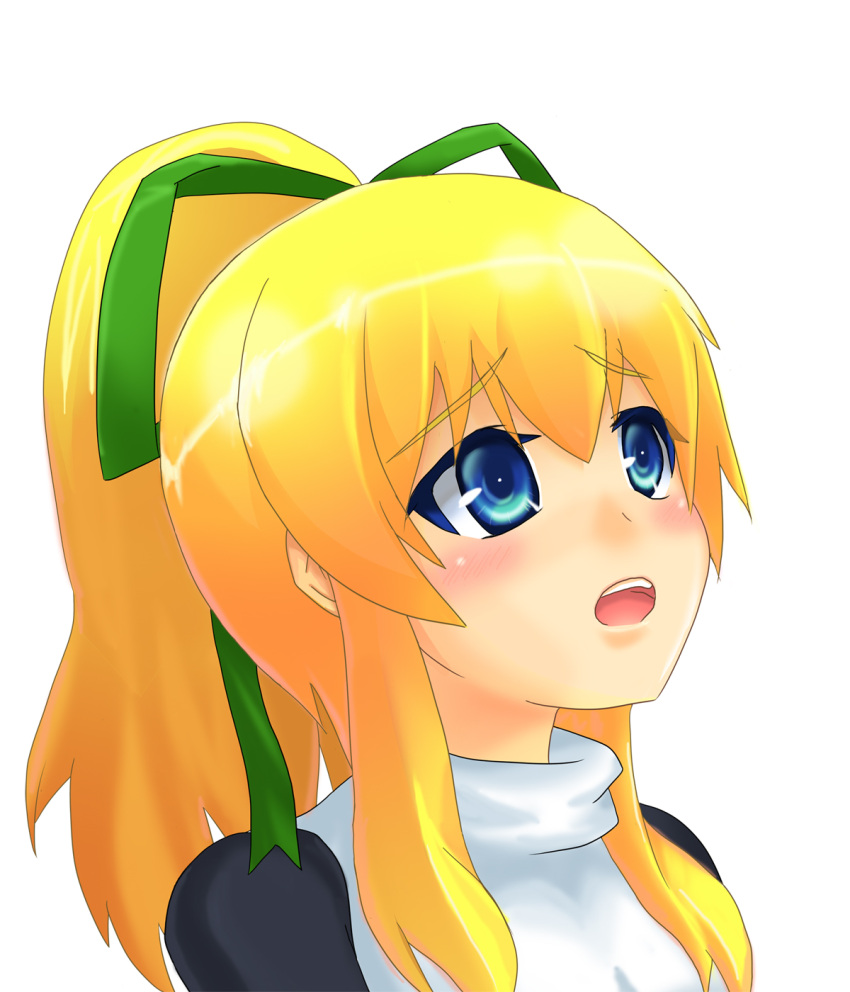 bad_id bad_pixiv_id blonde_hair blue_eyes female fumi_(saber_x23s) highres mega_man_(classic) mega_man_(series) open_mouth ribbon roll_(mega_man) solo