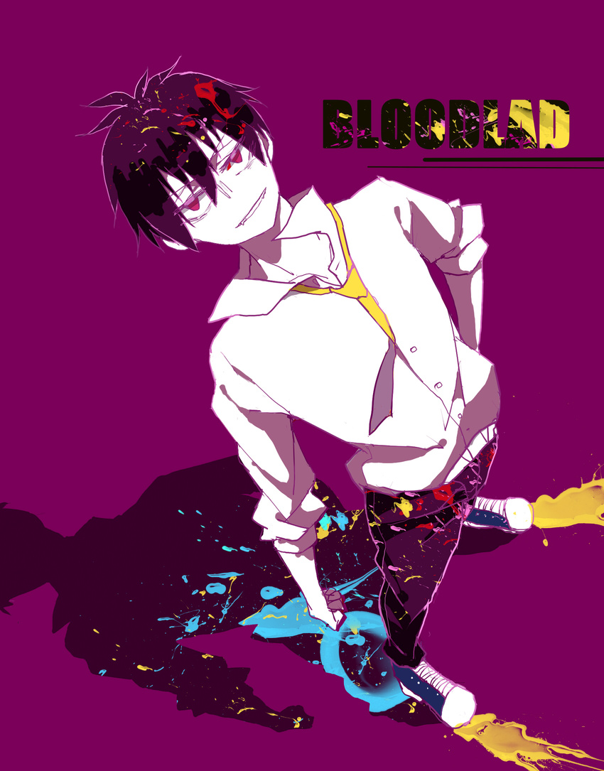 black_hair blood_lad dress_shirt full_body highres neck_tie necktie paint red_eyes shadow shirt short_hair smile standing vampire vlad_charlie_staz