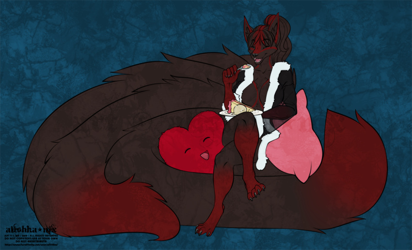 2020 4_toes 5_fingers alishka anthro avoid_posting black_body black_fur breasts canid canine digital_media_(artwork) dreamspinner eyebrows eyelashes feet female fingers fox fur heart_symbol mammal nocturne_(datban) nocturne_alson open_mouth smile solo teeth toes tongue