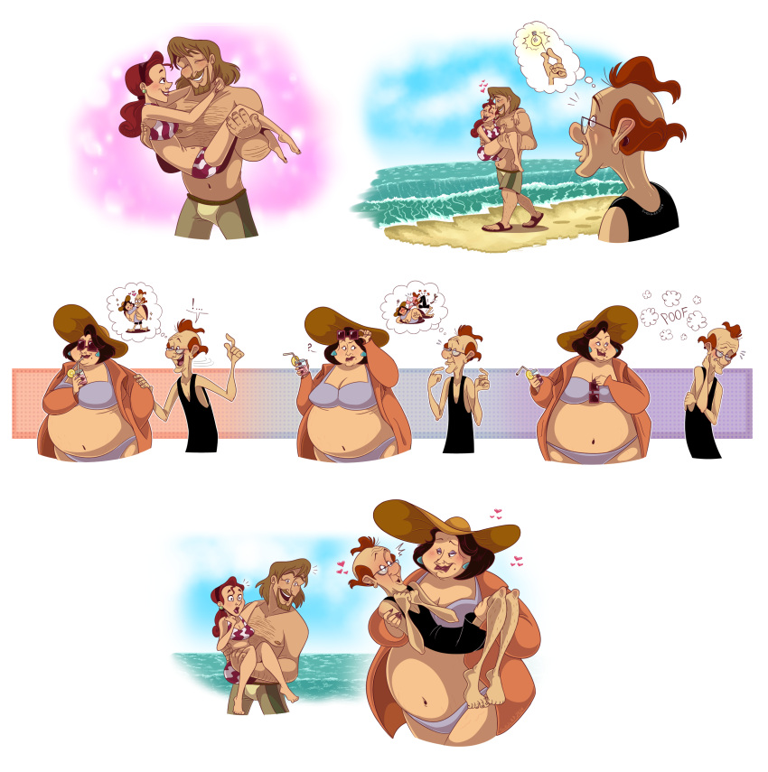 2boys 2females 2girls 2males anna_(help!_im_a_fish) balding barefoot bbw beach bikini bill_(help!_im_a_fish) black_swimsuit blue_sky blush blush_lines body_hair bridal_carry buff_male canon_couple carrying_another carrying_partner cartoony chest_hair clouds comic dark_blonde dark_blonde_hair dark_hair dark_hair_female dilf double_date drink earrings embarrassed exclamation_point fanon_couple fat fat_woman female footprints glasses grin happy hat heart help!_im_a_fish heterosexual leg_hair lemon_slice lemonade lisa_(help!_im_a_fish) looking_at_each_other loving_couple loving_gaze male milf no_dialogue ocean one_piece_swimsuit pink_lemonade ponytail professor_mackrill_(help!_im_a_fish) purple_bikini question_mark red_hair red_hair_female red_hair_male romance romantic_couple sandals self_upload shorts shy_male size_difference skinny_male smile straight straight_couple straw straw_in_mouth stretch_marks striped_bikini sukala-ap summer_hat sunglasses surprised surprised_expression surprised_face sweatdrops sweating swimsuit thought_bubble topless_male two_piece_swimsuit vest walking water waves wholesome