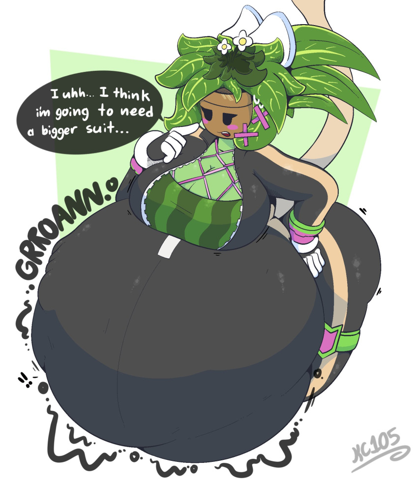 artist_name belly big_belly big_breasts blaster_master breasts cleavage clothed clothing digital_media_(artwork) elemental_creature english_text female female_pred flora_fauna forced fully_inside hi_res humanoid kanna_(blaster_master) kingcreep105 male male/female master_blaster plant plant_pot plant_pred potted_plant solo text tight_clothing unwilling_prey vore