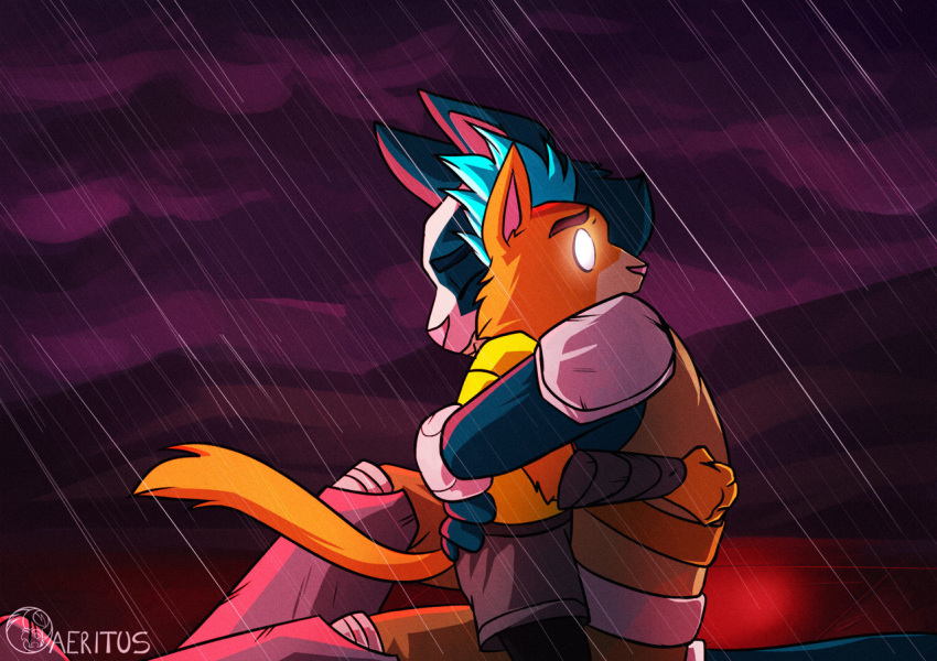 aeritus anthro avocato better_version_at_source blue_hair dream father_(lore) father_and_child_(lore) father_and_son_(lore) felid feline final_space hair hug little_cato male mammal parent_(lore) parent_and_child_(lore) parent_and_son_(lore) raining sad son_(lore) ventrexian white_eyes young young_anthro