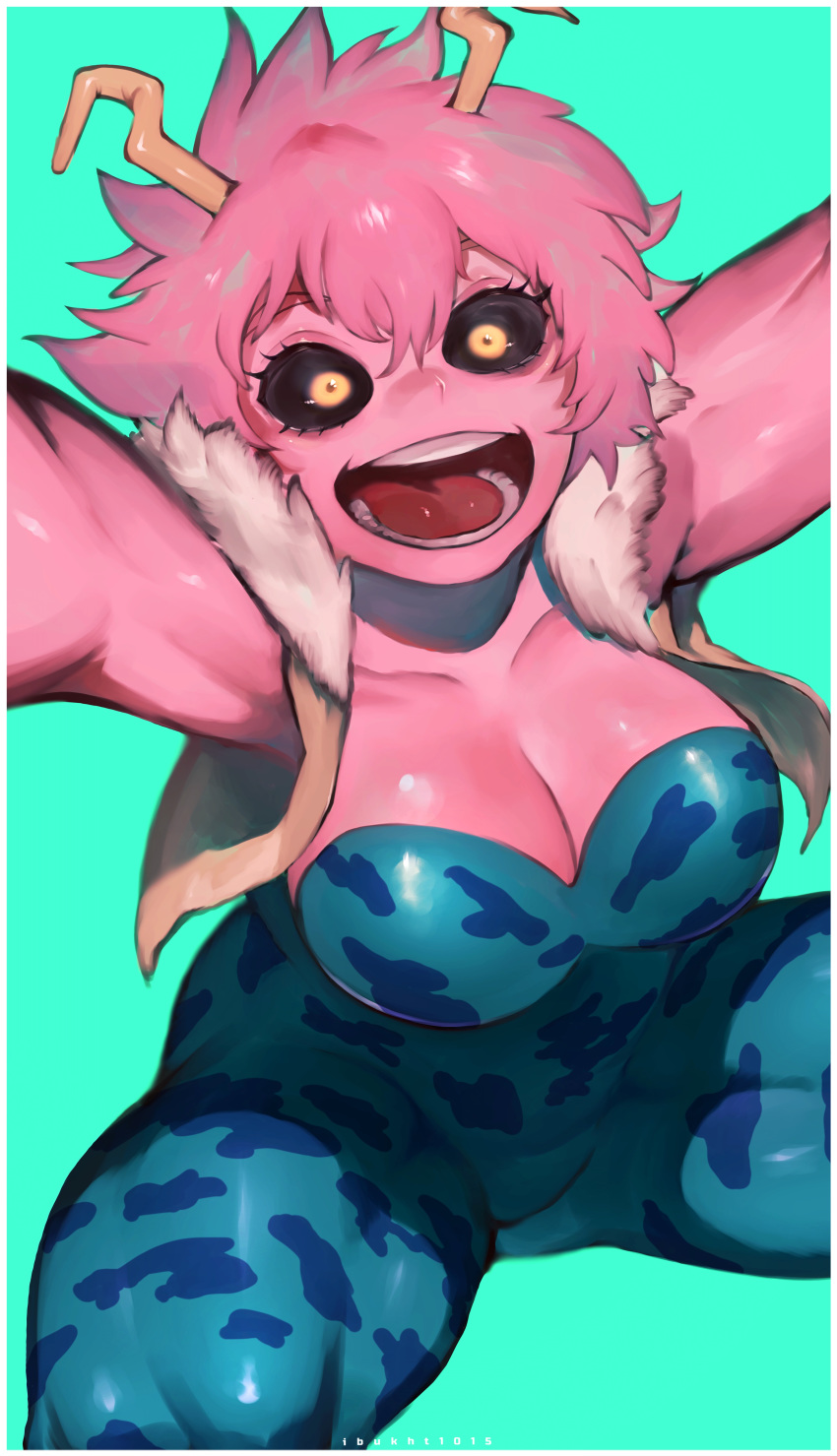 1girls 2d armpit_crease armpits big_breasts boku_no_hero_academia female female_focus female_only full_color fully_clothed hero_outfit_(mha) hi_res horns ibuo mina_ashido my_hero_academia no_penetration no_sex pink_hair pink_skin solo solo_female solo_focus voluptuous