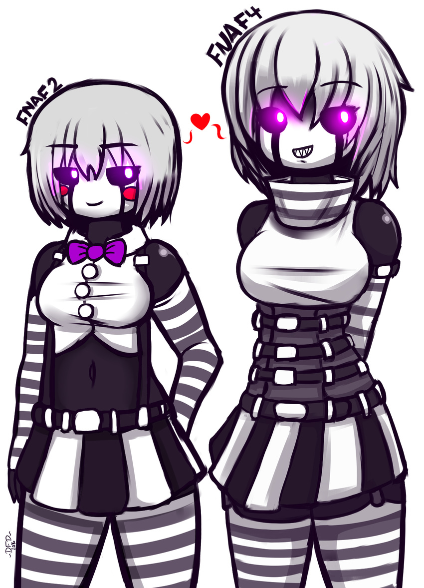 2016 clothed clothing datfurrydude duo female five_nights_at_freddy's five_nights_at_freddy's_2 five_nights_at_freddy's_4 heart_symbol hi_res marionette_(fnaf) nightmarionne_(fnaf) not_furry scottgames sharp_teeth simple_background size_difference smile smirk teeth