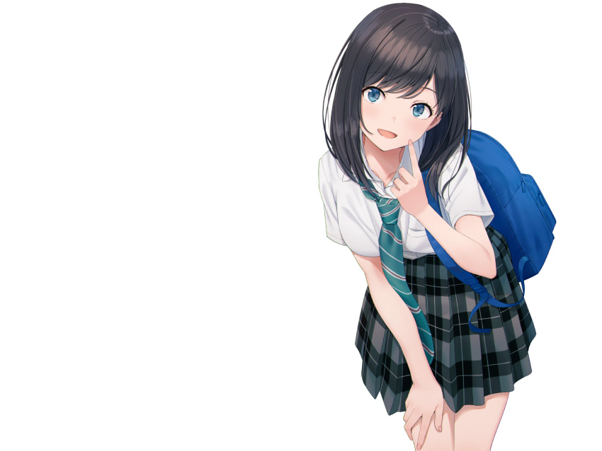 black_hair blue_eyes hyuuga_azuri original school_uniform short_hair skirt tie white