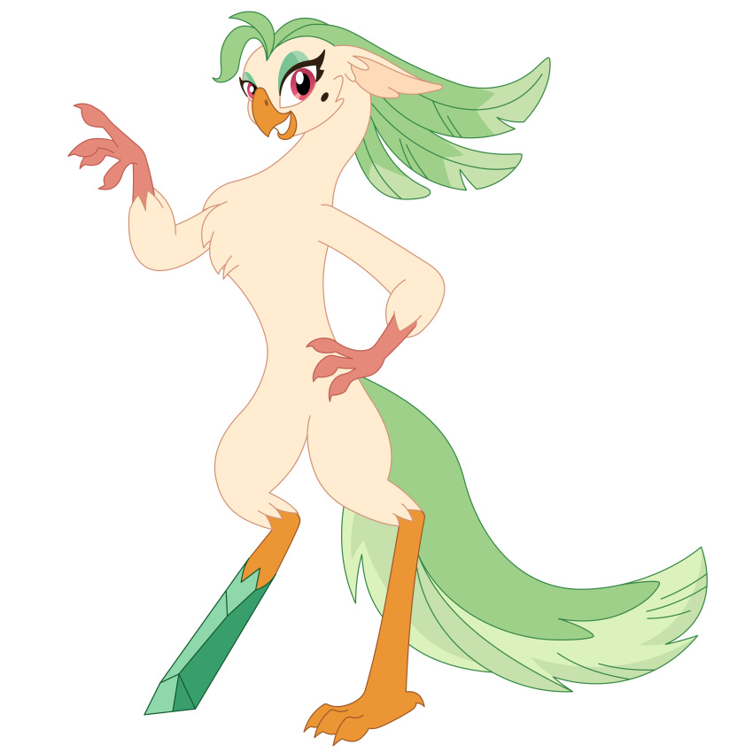 1:1 4_fingers 4_toes absurd_res alpha_channel anisodactyl anthro avian avian_feet beak bird captain_celaeno_(mlp) chest_tuft eyelashes feathers feet female fingers friendship_is_magic grin hasbro hi_res kol98 looking_at_viewer markings mole_(marking) my_little_pony my_little_pony:_the_movie_(2017) nude parrot red_eyes simple_background smile solo toes transparent_background tuft