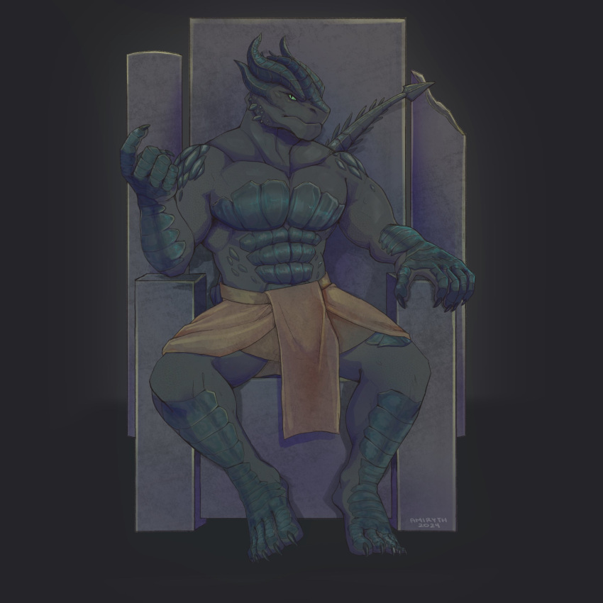 abs absurd_res amiryth beckoning claws digital_drawing_(artwork) digital_media_(artwork) dragonborn_(dnd) dungeons_and_dragons finger_claws gesture hasbro hi_res horn male muscular muscular_male pecs scalie sitting solo toe_claws wizards_of_the_coast