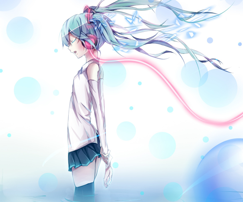 hatsune_miku headphones paparins thighhighs twintails vocaloid