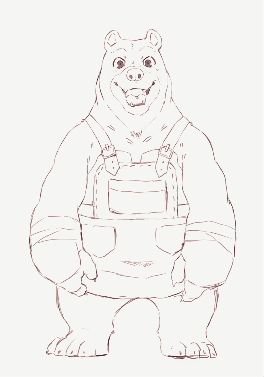 2021 absurd_res anthro bear biped clothing heylaw21 hi_res humanoid_hands kemono kitaria_fables male mammal overalls polar_bear shamrock_(kitaria_fables) simple_background solo ursine