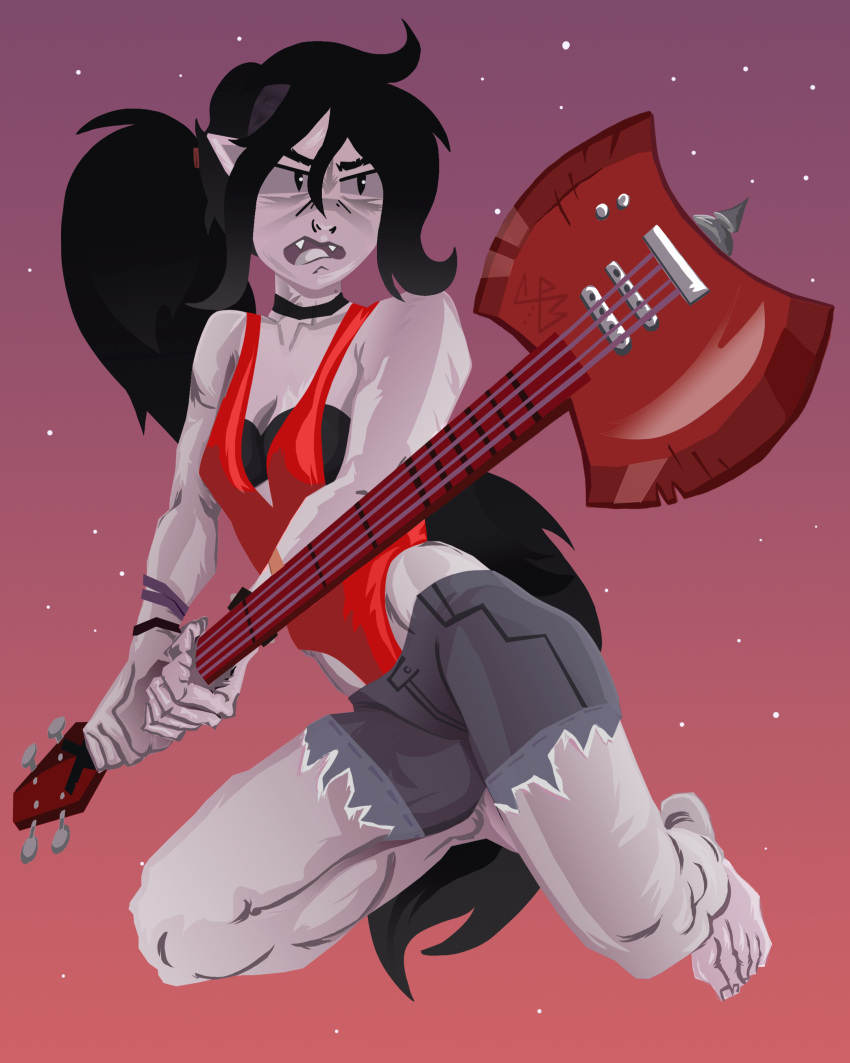 1girls adventure_time armapurk7 female female_only fionna_and_cake grey-skinned_female grey_skin guitar guitar_axe marceline marceline_abadeer tagme vampire