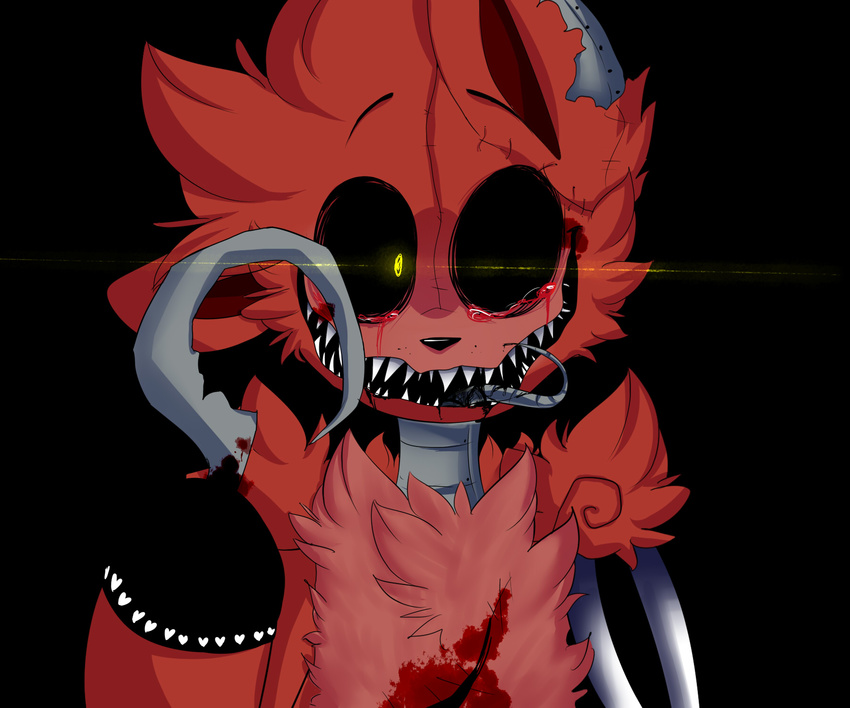 6:5 animatronic anthro canid canine digital_media_(artwork) five_nights_at_freddy's five_nights_at_freddy's_4 fox glowing glowing_eyes hi_res hook machine male mammal mischenmeek nightmare_foxy_(fnaf) robot scottgames solo