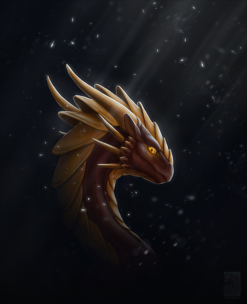 2019 deanosaior_(character) digital_media_(artwork) dragon feral headshot_portrait hi_res horn keltaan mythological_creature mythological_scalie mythology portrait scales scalie simple_background solo yellow_eyes