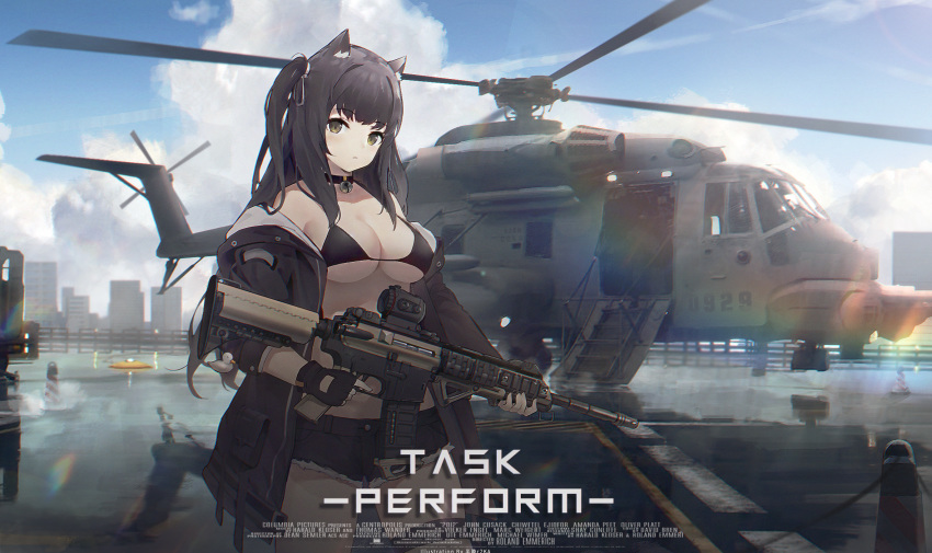 animal_ears banxuan_c2ka bikini_top cropped gun original weapon