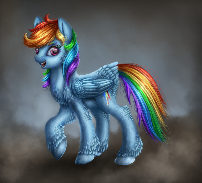 2015 9de-light6 abstract_background blue_body blue_feathers blue_fur cutie_mark equid equine feathered_wings feathers female feral friendship_is_magic fur hair hasbro hi_res looking_at_viewer mammal multicolored_hair my_little_pony mythological_creature mythological_equine mythology pegasus rainbow_dash_(mlp) rainbow_hair red_eyes smile solo wings