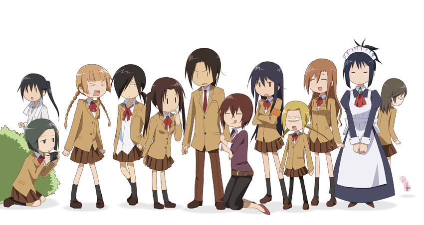 2boys 6+girls :q amakusa_shino bad_id bad_pixiv_id black_eyes black_hair blonde_hair brown_eyes brown_hair dejima_sayaka everyone hagimura_suzu hata_ranko igarashi_kaede koga_(pasuka) long_hair mitsuba_mutsumi multiple_boys multiple_girls open_mouth painttool_sai_(medium) pantyhose school_uniform seitokai_yakuindomo shichijou_aria smile todoroki_nene toki_kaoru tongue tongue_out tsuda_kotomi tsuda_takatoshi yokoshima_naruko