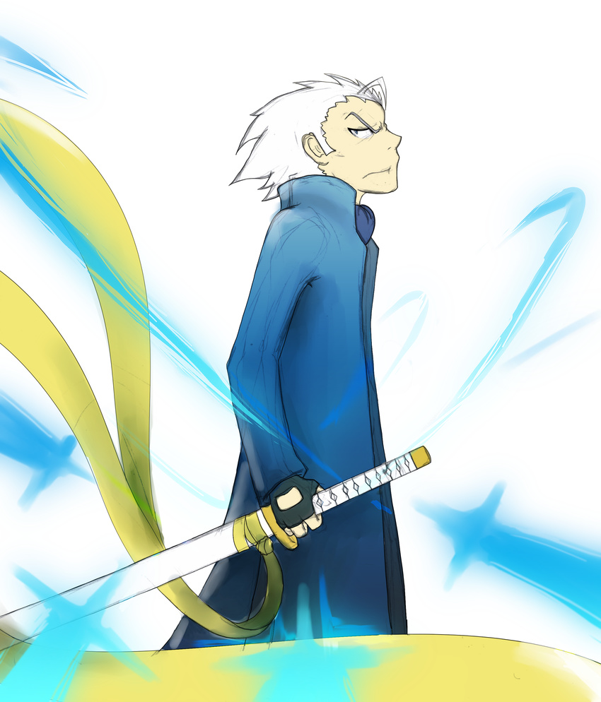 absurdres arkayne capcom coat devil_may_cry energy highres katana ribbon samurai sword vergil weapon