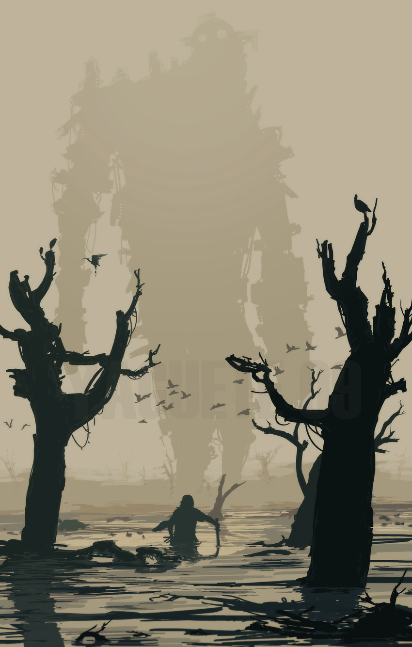 absurdres bird birds giant highres marsh shadow_of_the_colossus swamp tree trees wander wanderer