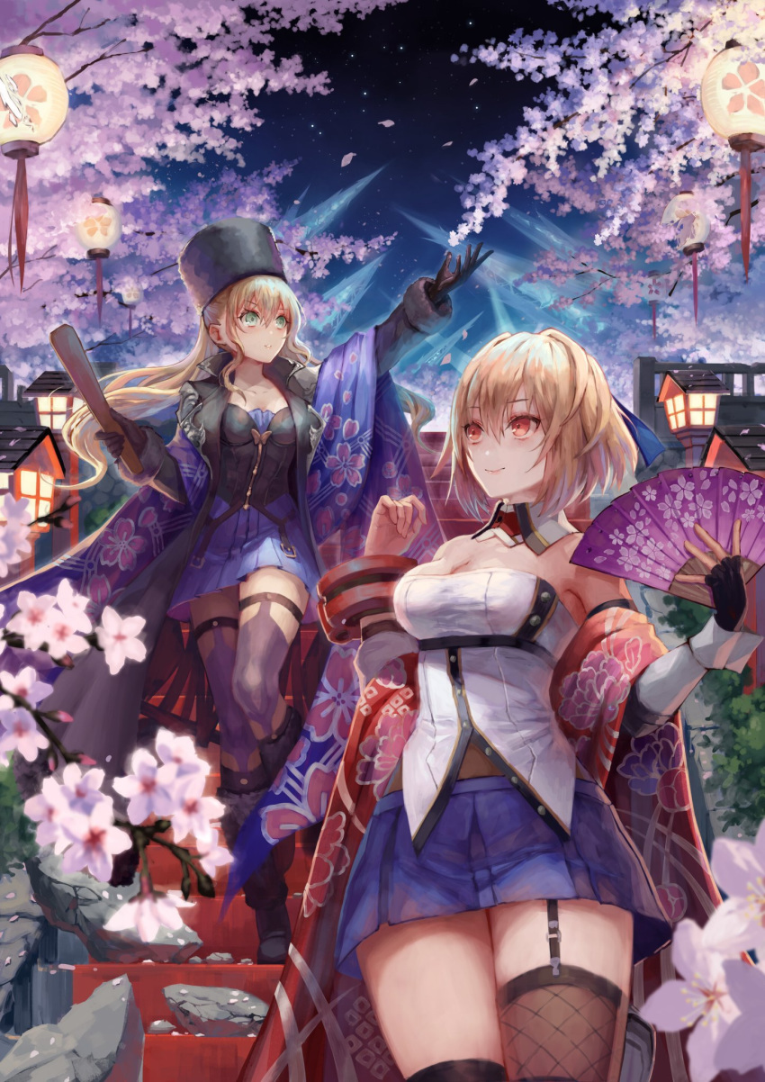 2girls blonde_hair claire_victorious code_vein god_eater highres multiple_girls skirt tagme