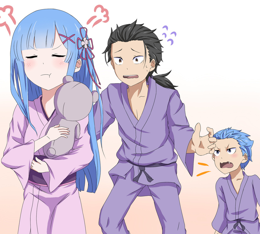 natsuki_spica natsuki_subaru re_zero_kara_hajimeru_isekai_seikatsu rem_(re_zero) yukata