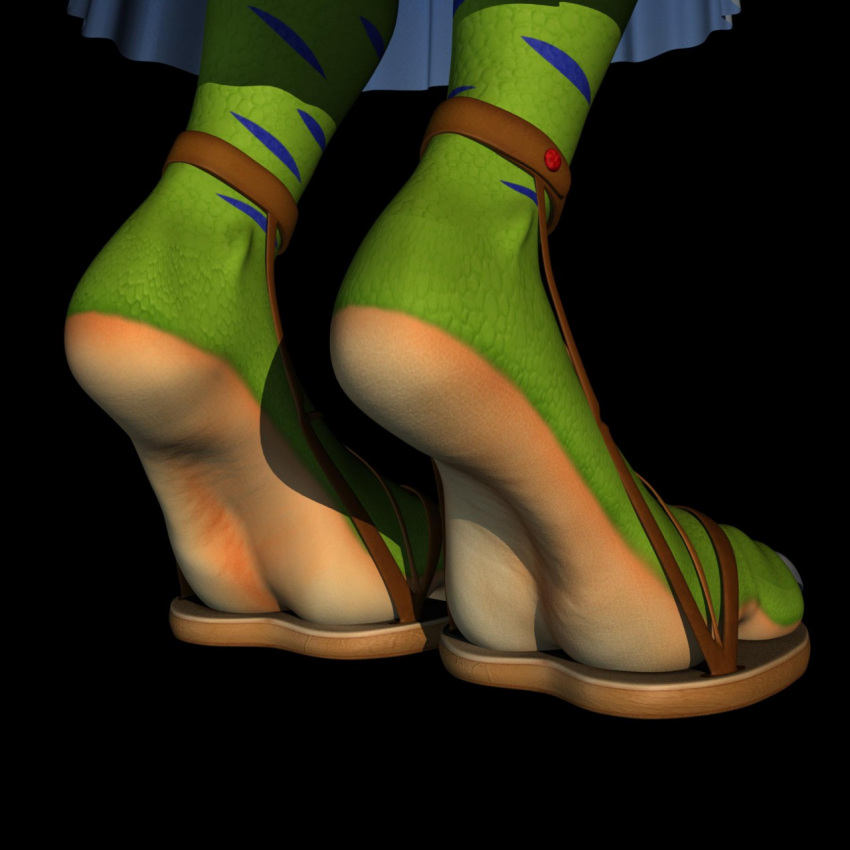 1:1 2020 3d_(artwork) anthro black_background black_striped_body brown_clothing brown_footwear brown_sandals claws clothing countershade_feet countershade_scales countershading digital_media_(artwork) digitigrade dragon fan_character feet female foot_focus footwear green_body green_feet green_scales hi_res marilyn_(wuffeet) multicolored_body multicolored_scales mythological_creature mythological_scalie mythology rear_view sandals scales scalie simple_background solo toes two_tone_body two_tone_scales white_claws wuffeet yellow_soles