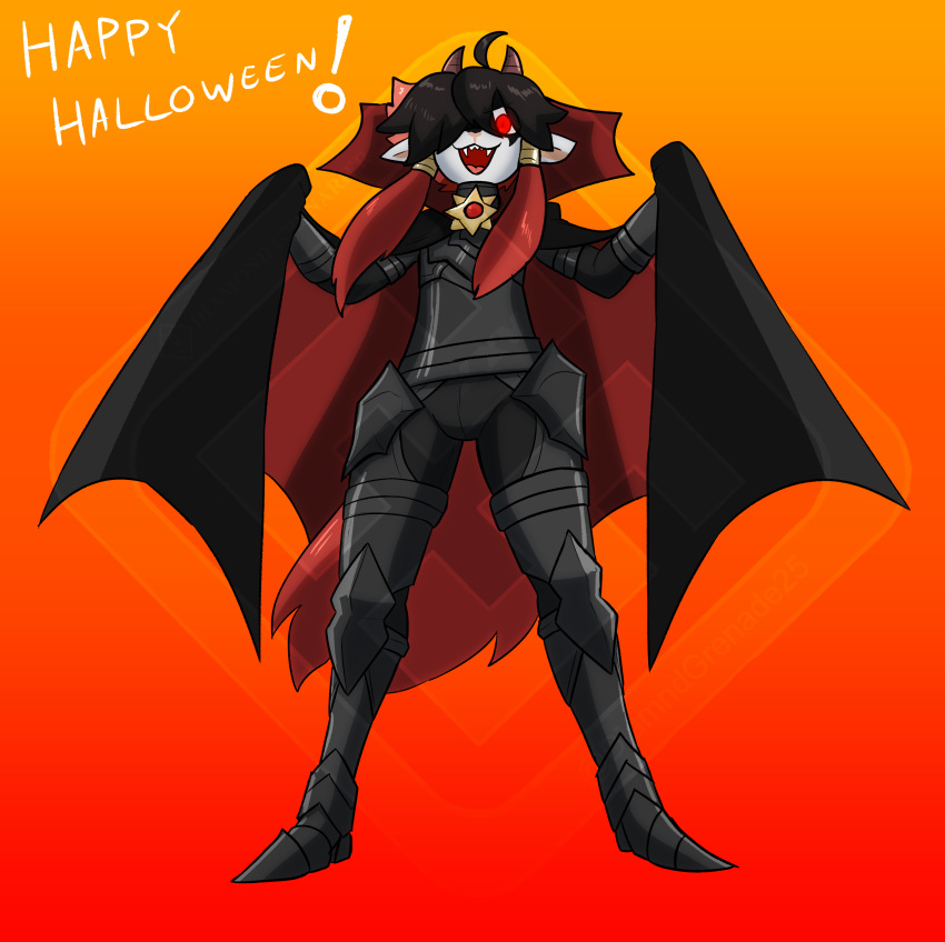 absurd_res anthro armor black_armor cape clothing diamond_grenadier dracula fangs fusion generation_6_pokemon generation_8_pokemon halloween happy_halloween hektor_the_horny_edgy_knight hi_res holidays honedge horn jewelry legendary_pokemon male nintendo one_eye_obstructed pendant pokemon pokemon_(species) pokemon_fusion red_eyes solo teeth vampire wooloo zacian