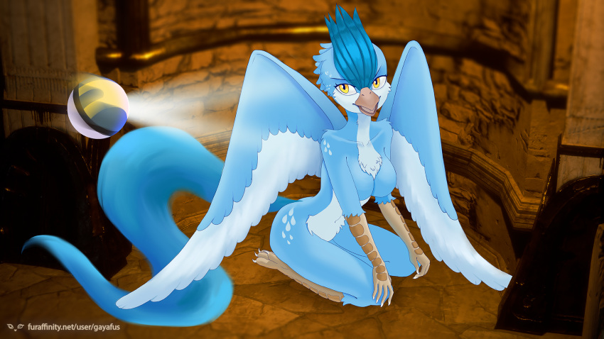 16:9 aleos anthro articuno avian ball bird captured dungeon female gaya_fus generation_1_pokemon gloynus hi_res legendary_pokemon nintendo pokemon pokemon_(species) poking solo text ultra underground url widescreen