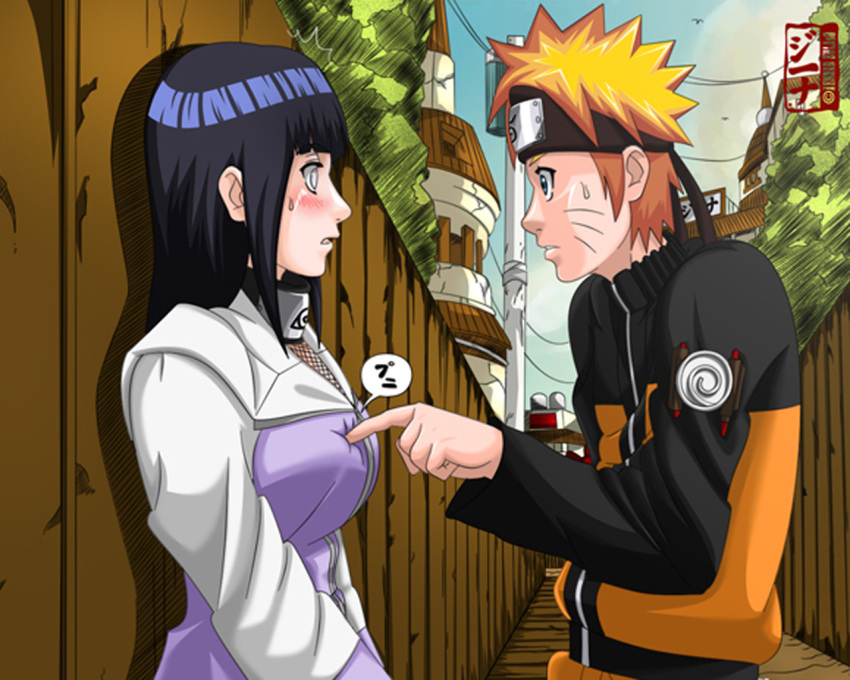 blush breast_poke couple dannex009 hyuuga_hinata naruto poking sweatdrop uzumaki_naruto