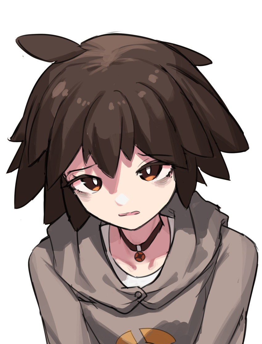 brown_hair face_focus femboy femboysub femsho hoodie pompmaker1 safe_for_work shounic solo