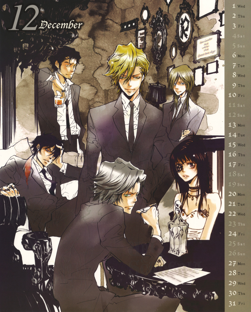 amano_akira basil calendar chrome_dokuro dino eyepatch gokudera_hayato katekyo_hitman_reborn! shamal xanxus