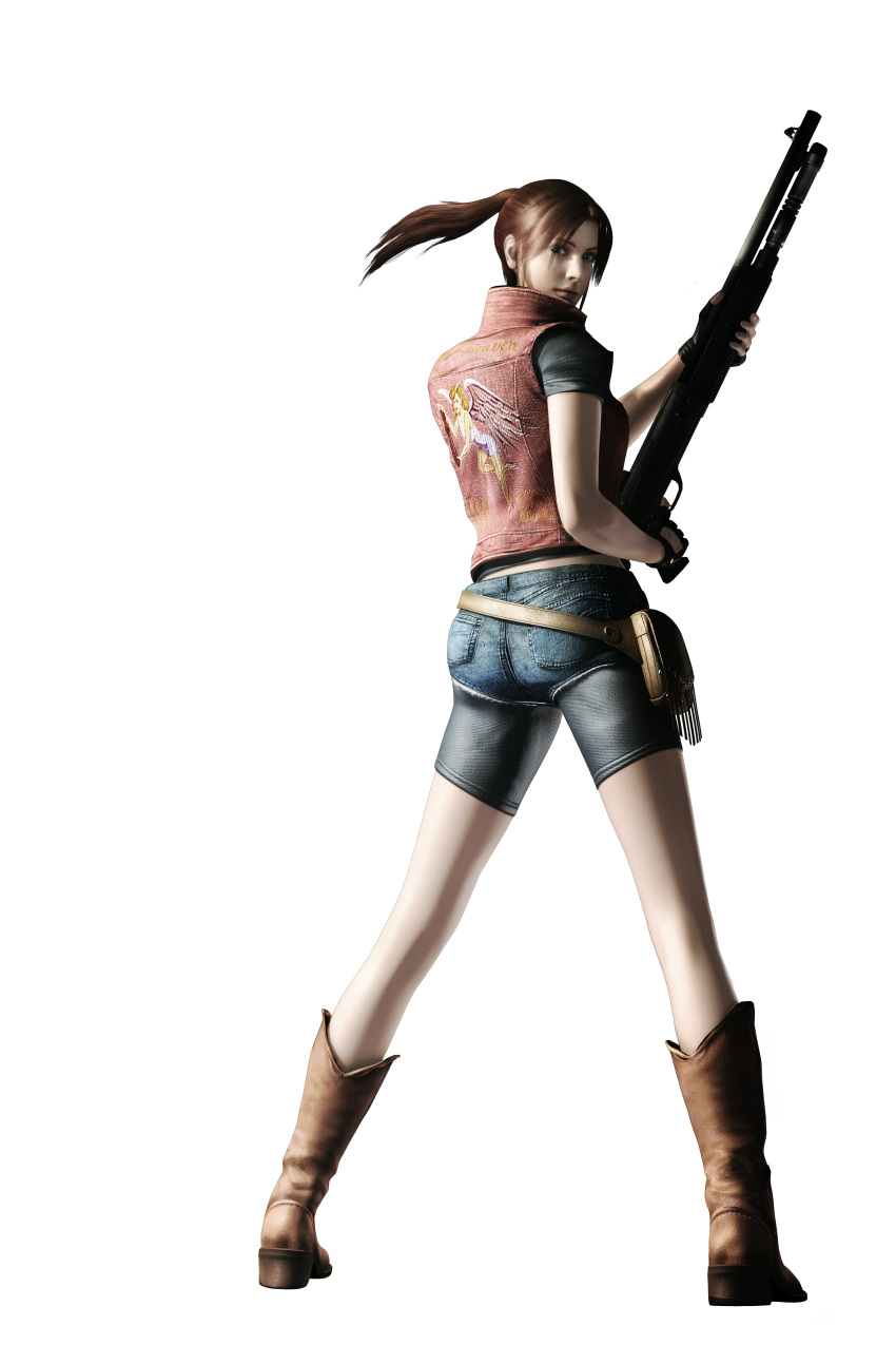 absurdres belt boots capcom claire_redfield female gun highres resident_evil resident_evil_operation_raccoon_city weapon