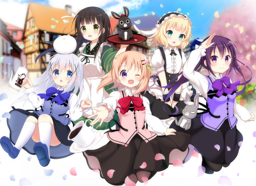 anko_(gochuumon_wa_usagi_desu_ka?) gochuumon_wa_usagi_desu_ka? group hoto_cocoa kafuu_chino kirima_sharo tagme_(artist) tedeza_rize tippy_(gochuumon_wa_usagi_desu_ka?) ujimatsu_chiya wild_geese