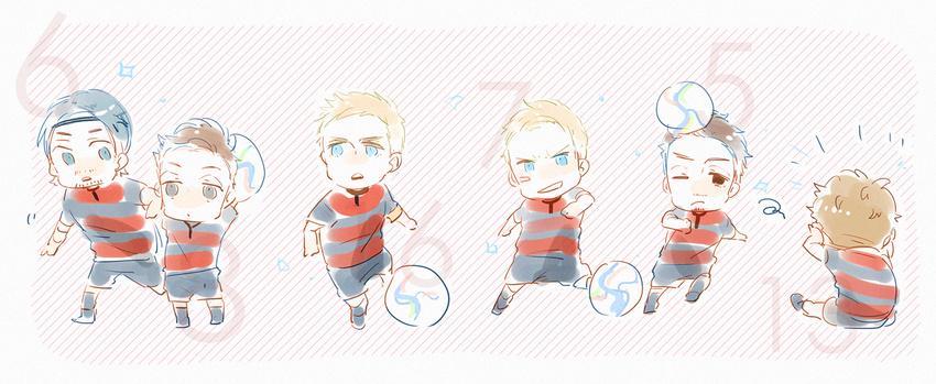 2014_fifa_world_cup 6+boys bad_id bad_pixiv_id bastian_schweinsteiger blonde_hair brazuca brown_hair chiba_(mnckcbnrt) chibi facial_hair germany mats_hummels mesut_ozil multiple_boys philipp_lahm sami_khedira short_hair smile soccer soccer_uniform sportswear stubble thomas_muller world_cup