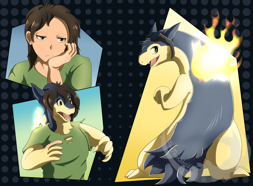 burning burnt_clothing clothing dexterthekobold feral fur fur_growth generation_2_pokemon growth hi_res male nintendo pokemon pokemon_(species) solo torn_clothing transformation transformation_sequence typhlosion