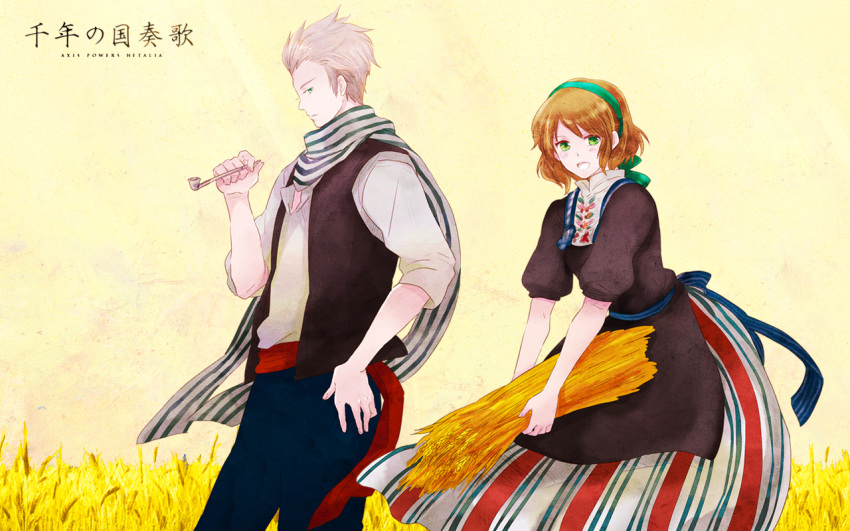 axis_powers_hetalia belgium_(hetalia) dress netherlands_(hetalia) scarf