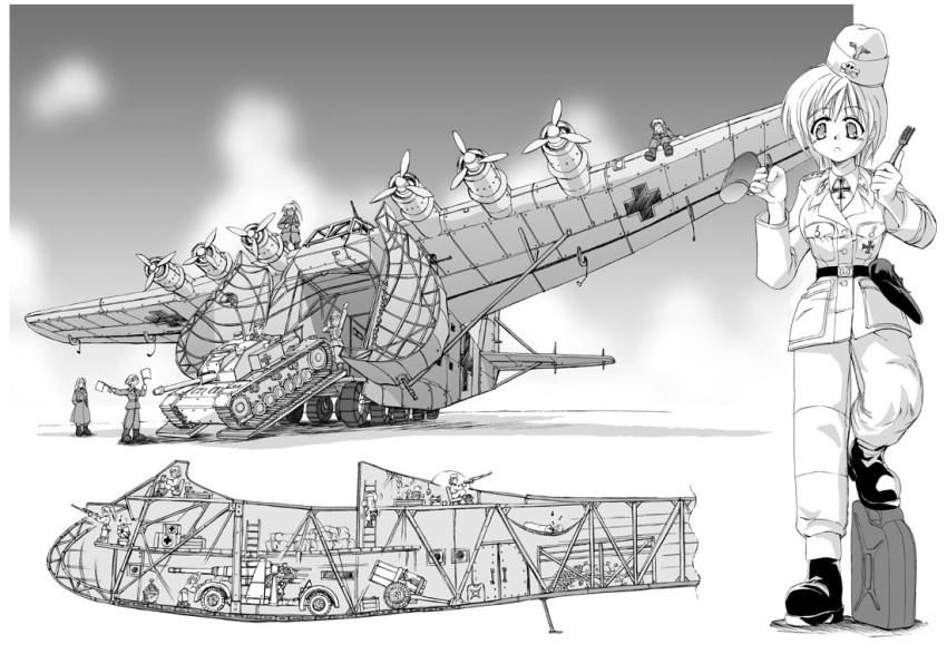 88_flak aircraft airplane balkenkreuz caterpillar_tracks commentary_request cross cross_section cup diagram eighth_note electric_fan female floorplan food fork garrison_cap greyscale gun hammock hat holster iron_cross jerry_can ladder luftwaffe me_323 military military_hat military_uniform military_vehicle monochrome motor_vehicle mug musical_note nebelwerfer original pilot ponytail rocket_launcher sausage self-propelled_artillery shizumi_tsurugi signal_flag sleeping solo sturmgeschutz_iii tank totenkopf turretless_tank uniform vehicle_focus waffen-ss weapon wehrmacht world_war_ii