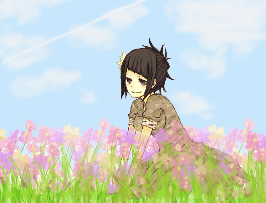 aq_interactive black_eyes black_hair breasts dress female flower manamia mistwalker nintendo short_hair smile the_last_story