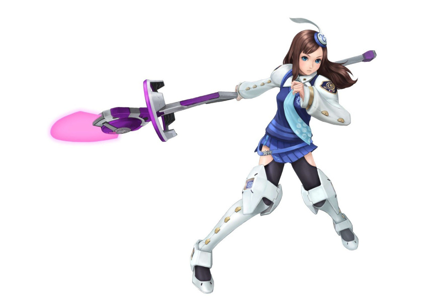 alfa_system brown_hair female lumia_waber phantasy_star phantasy_star_portable staff